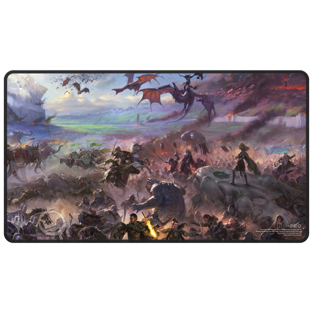 The Lord of the Rings: Tales of Middle-earth Black Stitched Playmat Featuring: Borderless Scene for Magic: The Gathering