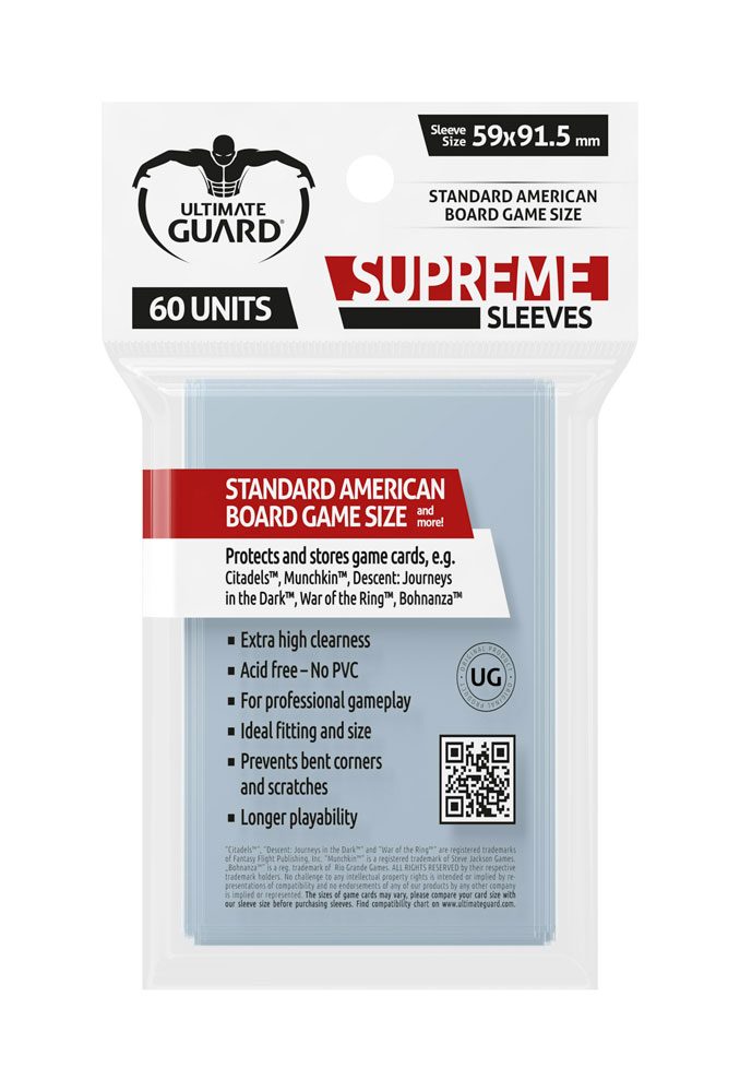 Supreme Sleeves for Board Game Cards Standard American (60)